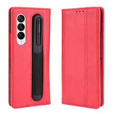 Handytasche Stand Schutzhülle Flip Leder Hülle BY4 für Samsung Galaxy Z Fold3 5G Rot