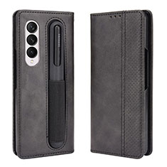 Handytasche Stand Schutzhülle Flip Leder Hülle BY4 für Samsung Galaxy Z Fold4 5G Schwarz