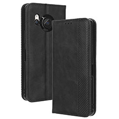 Handytasche Stand Schutzhülle Flip Leder Hülle BY4 für Sharp Aquos R8 Schwarz