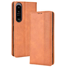 Handytasche Stand Schutzhülle Flip Leder Hülle BY4 für Sony Xperia 1 IV Braun