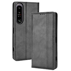 Handytasche Stand Schutzhülle Flip Leder Hülle BY4 für Sony Xperia 1 IV Schwarz