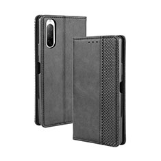 Handytasche Stand Schutzhülle Flip Leder Hülle BY4 für Sony Xperia 10 II Schwarz