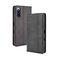 Handytasche Stand Schutzhülle Flip Leder Hülle BY4 für Sony Xperia 10 III Lite Schwarz