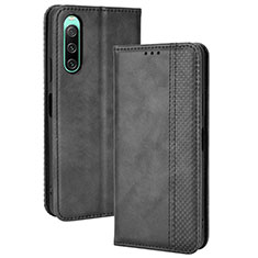 Handytasche Stand Schutzhülle Flip Leder Hülle BY4 für Sony Xperia 10 IV SO-52C Schwarz