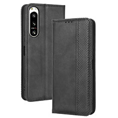 Handytasche Stand Schutzhülle Flip Leder Hülle BY4 für Sony Xperia 5 IV Schwarz