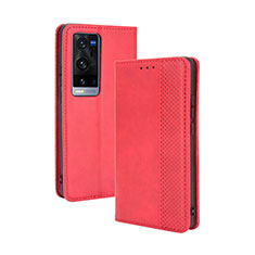 Handytasche Stand Schutzhülle Flip Leder Hülle BY4 für Vivo X60 Pro+ Plus 5G Rot