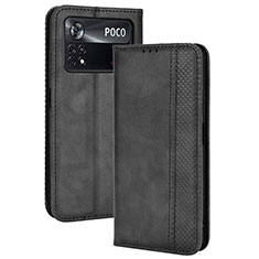 Handytasche Stand Schutzhülle Flip Leder Hülle BY4 für Xiaomi Poco M4 Pro 4G Schwarz