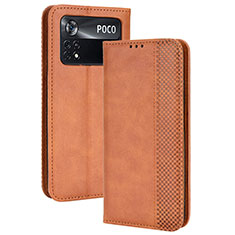 Handytasche Stand Schutzhülle Flip Leder Hülle BY4 für Xiaomi Poco X4 Pro 5G Braun