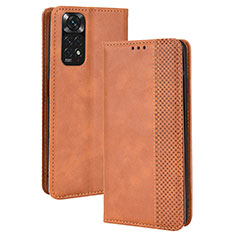 Handytasche Stand Schutzhülle Flip Leder Hülle BY4 für Xiaomi Redmi Note 11 4G (2022) Braun