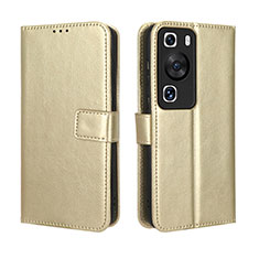 Handytasche Stand Schutzhülle Flip Leder Hülle BY5 für Huawei P60 Gold