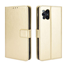 Handytasche Stand Schutzhülle Flip Leder Hülle BY5 für Oppo Find X3 Pro 5G Gold