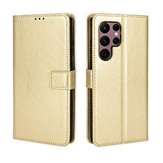 Handytasche Stand Schutzhülle Flip Leder Hülle BY5 für Samsung Galaxy S23 Ultra 5G Gold