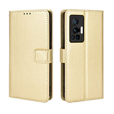 Handytasche Stand Schutzhülle Flip Leder Hülle BY5 für Vivo X70 Pro 5G Gold