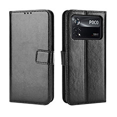 Handytasche Stand Schutzhülle Flip Leder Hülle BY5 für Xiaomi Poco M4 Pro 4G Schwarz