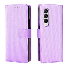 Handytasche Stand Schutzhülle Flip Leder Hülle BY6 für Samsung Galaxy Z Fold3 5G Violett