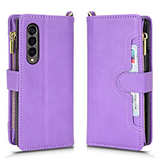 Handytasche Stand Schutzhülle Flip Leder Hülle BY8 für Samsung Galaxy Z Fold3 5G Violett