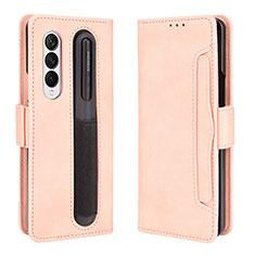 Handytasche Stand Schutzhülle Flip Leder Hülle BY9 für Samsung Galaxy Z Fold3 5G Rosa