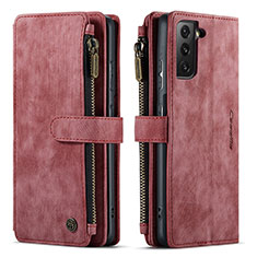 Handytasche Stand Schutzhülle Flip Leder Hülle C01S für Samsung Galaxy S21 Plus 5G Rot