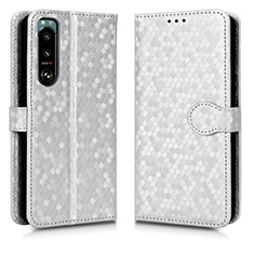 Handytasche Stand Schutzhülle Flip Leder Hülle C01X für Sony Xperia 5 III Silber