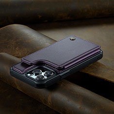 Handytasche Stand Schutzhülle Flip Leder Hülle C02S für Apple iPhone 15 Pro Max Violett