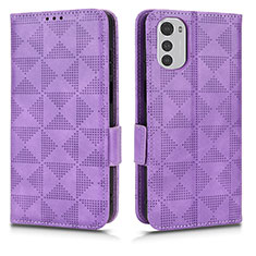 Handytasche Stand Schutzhülle Flip Leder Hülle C02X für Motorola Moto E32 Violett