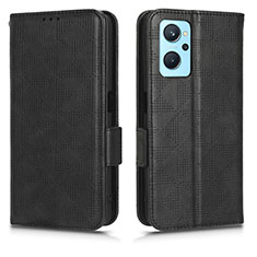 Handytasche Stand Schutzhülle Flip Leder Hülle C02X für Oppo A96 4G Schwarz