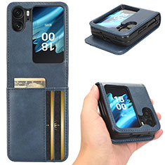 Handytasche Stand Schutzhülle Flip Leder Hülle C02X für Oppo Find N2 Flip 5G Blau