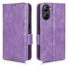 Handytasche Stand Schutzhülle Flip Leder Hülle C02X für Realme 10S 5G Violett