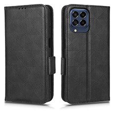 Handytasche Stand Schutzhülle Flip Leder Hülle C02X für Samsung Galaxy M53 5G Schwarz