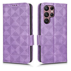 Handytasche Stand Schutzhülle Flip Leder Hülle C02X für Samsung Galaxy S22 Ultra 5G Violett