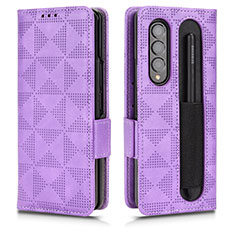 Handytasche Stand Schutzhülle Flip Leder Hülle C02X für Samsung Galaxy Z Fold3 5G Violett