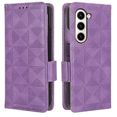 Handytasche Stand Schutzhülle Flip Leder Hülle C02X für Samsung Galaxy Z Fold5 5G Violett