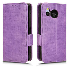 Handytasche Stand Schutzhülle Flip Leder Hülle C02X für Sharp Aquos Sense8 Violett