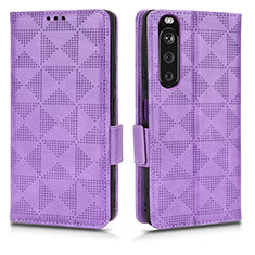 Handytasche Stand Schutzhülle Flip Leder Hülle C02X für Sony Xperia 1 III Violett