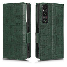 Handytasche Stand Schutzhülle Flip Leder Hülle C02X für Sony Xperia 1 V Grün