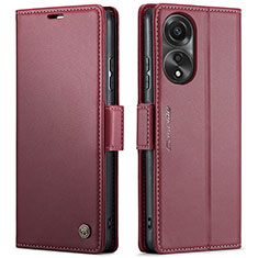 Handytasche Stand Schutzhülle Flip Leder Hülle C03S für Oppo A78 4G Rot