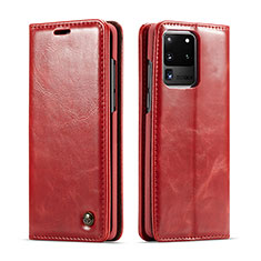 Handytasche Stand Schutzhülle Flip Leder Hülle C03S für Samsung Galaxy S20 Ultra Rot