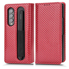 Handytasche Stand Schutzhülle Flip Leder Hülle C03X für Samsung Galaxy Z Fold3 5G Rot