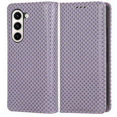 Handytasche Stand Schutzhülle Flip Leder Hülle C03X für Samsung Galaxy Z Fold5 5G Violett