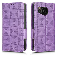 Handytasche Stand Schutzhülle Flip Leder Hülle C05X für Sharp Aquos Sense7 Plus Violett