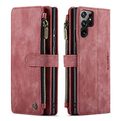 Handytasche Stand Schutzhülle Flip Leder Hülle C06S für Samsung Galaxy S23 Ultra 5G Rot