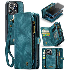 Handytasche Stand Schutzhülle Flip Leder Hülle C07S für Apple iPhone 13 Pro Max Blau