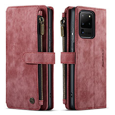 Handytasche Stand Schutzhülle Flip Leder Hülle C07S für Samsung Galaxy S20 Ultra 5G Rot