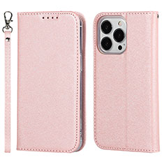 Handytasche Stand Schutzhülle Flip Leder Hülle D01T für Apple iPhone 16 Pro Rosa