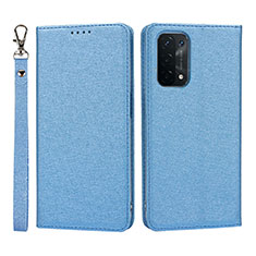 Handytasche Stand Schutzhülle Flip Leder Hülle D01T für Oppo A74 5G Blau