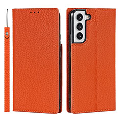 Handytasche Stand Schutzhülle Flip Leder Hülle D01T für Samsung Galaxy S21 FE 5G Orange