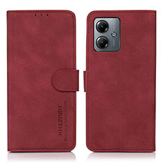 Handytasche Stand Schutzhülle Flip Leder Hülle D01Y für Motorola Moto G14 Rot