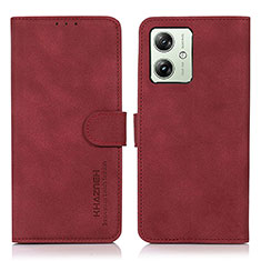 Handytasche Stand Schutzhülle Flip Leder Hülle D01Y für Motorola Moto G54 5G Rot