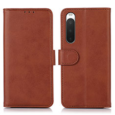 Handytasche Stand Schutzhülle Flip Leder Hülle D01Y für Sony Xperia 10 IV Braun