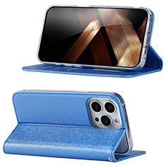 Handytasche Stand Schutzhülle Flip Leder Hülle D02T für Apple iPhone 14 Pro Blau